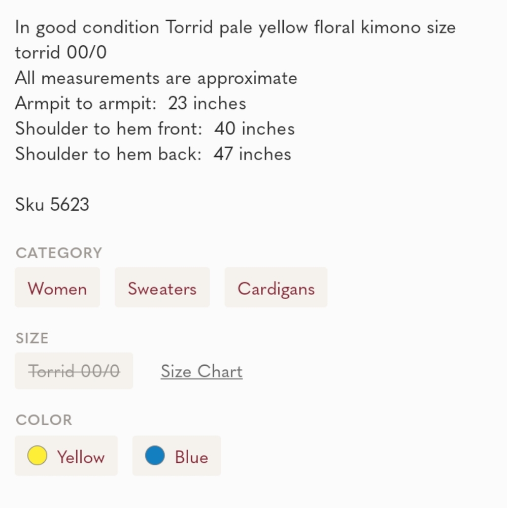 Torrid pale yellow floral kimono - Picture 9 of 14